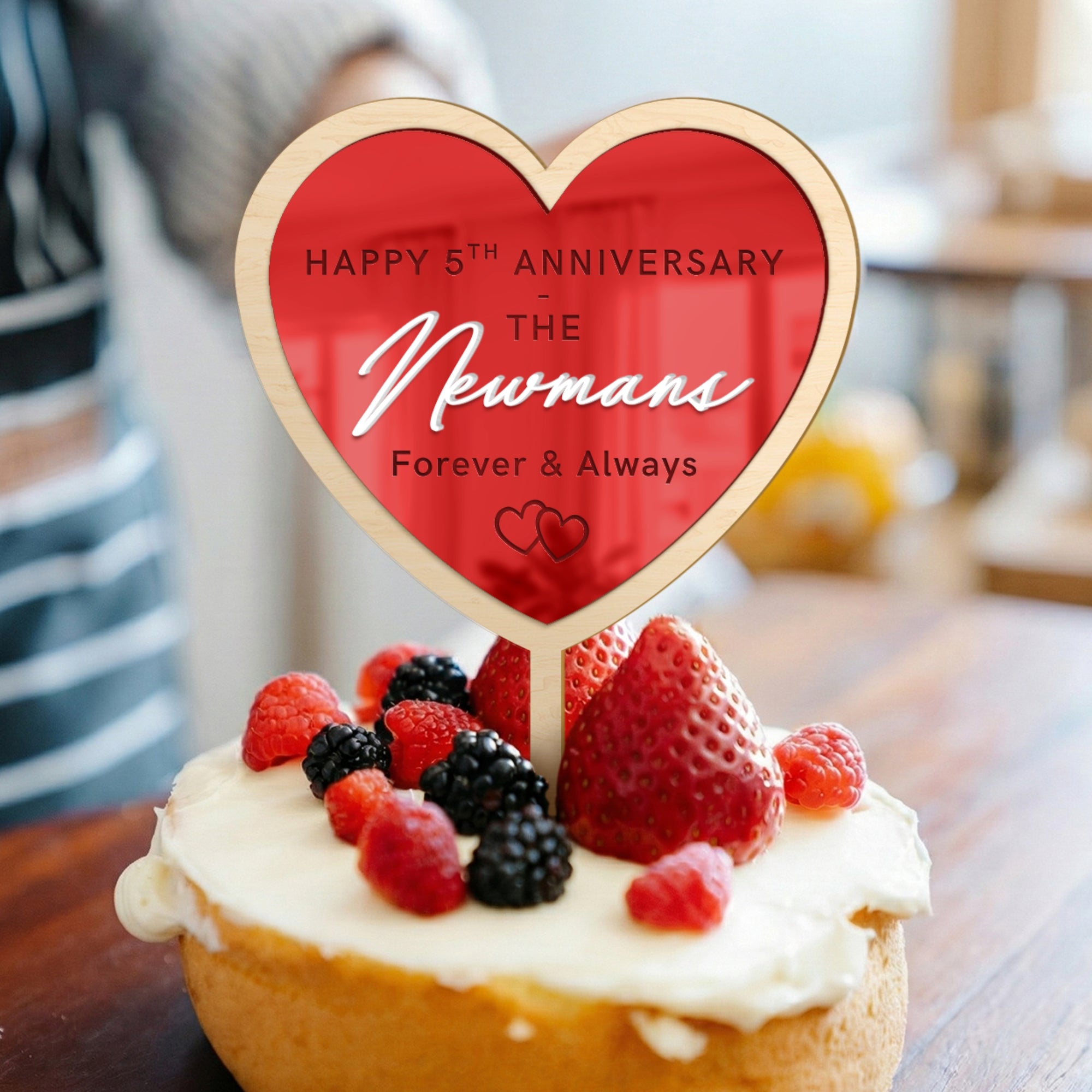 Personalised Triple Layered Mirror Acrylic Heart Wedding Cake Topper, Custom Made Name Birthday, Anniversary, Christening Party Decor Supply