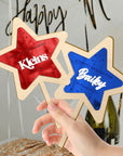 Personalised Triple Layered Mirror Acrylic Star Birthday Cake Topper, Custom Made Laser Cut Name Wedding Event Graduation Party Decor Supply