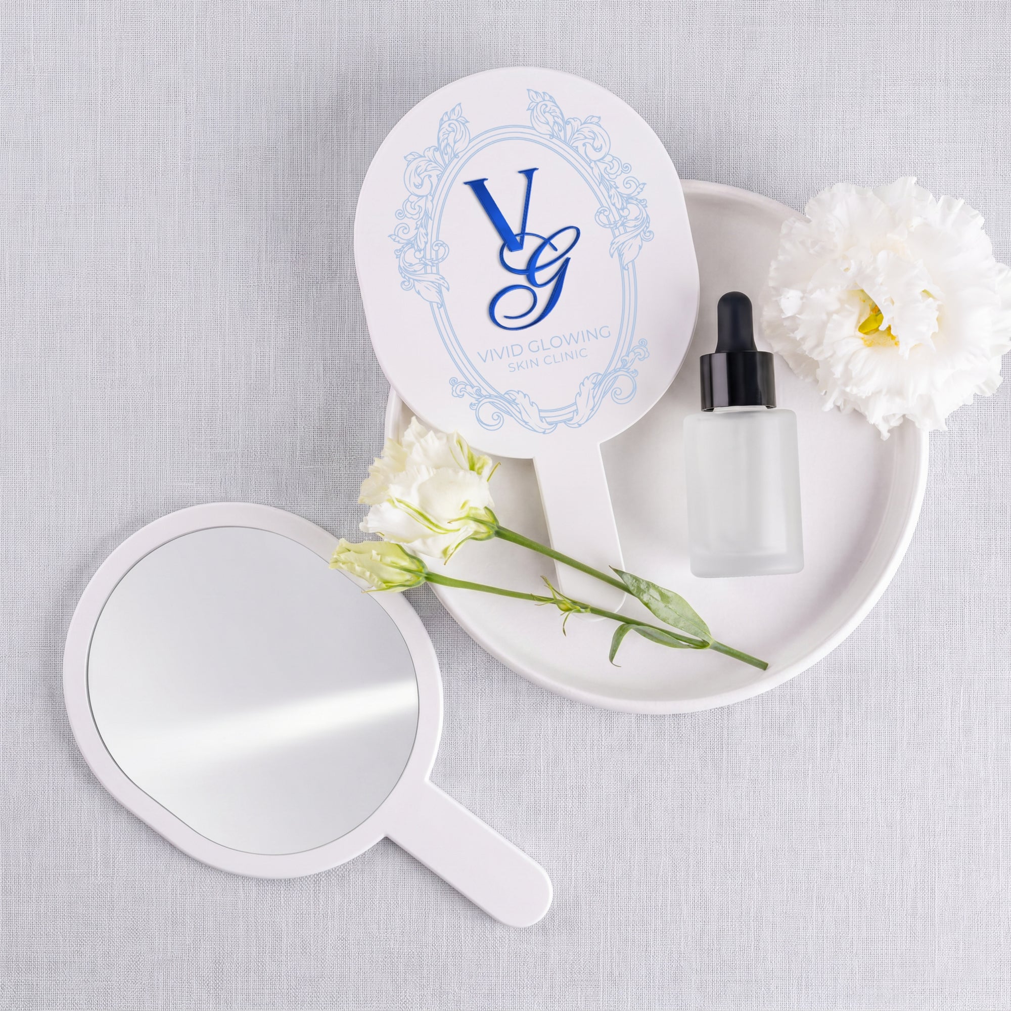 Personalised  UV Print &amp; 3D Raised Business Logo Acrylic Handheld Mirror - Hair Barbershops, Lash Brow, Makeup, Cosmetic Spa, Dental, Beauty