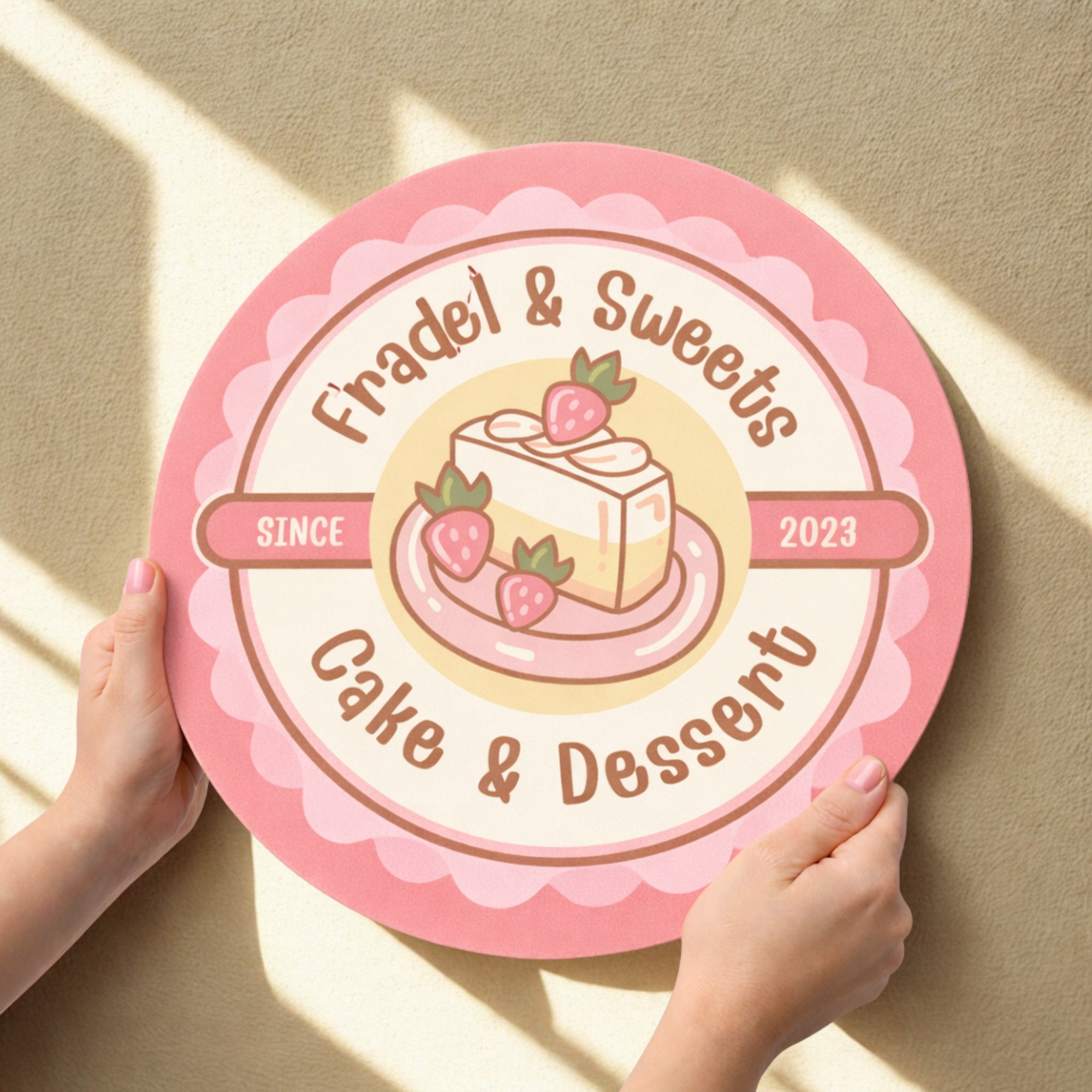 Personalised UV Printed Acrylic Round Business Sign, Custom Made Logo Wall Plaque, Beauty Nail Salon, Spa Hair Clinic, Café Boutique Signage