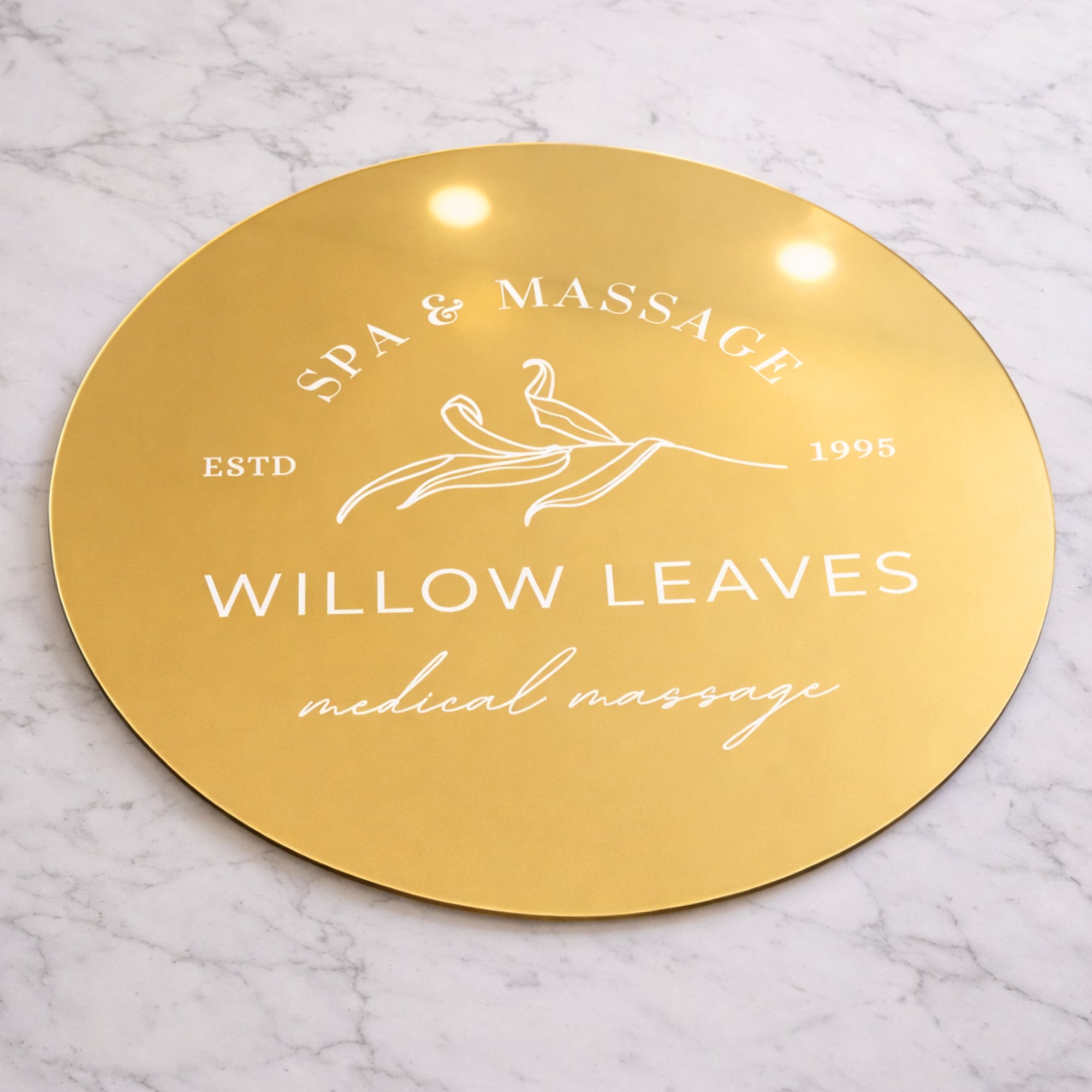 Personalised UV Printed Acrylic Round Business Sign, Custom Made Logo Wall Plaque, Beauty Nail Salon, Spa Hair Clinic, Café Boutique Signage