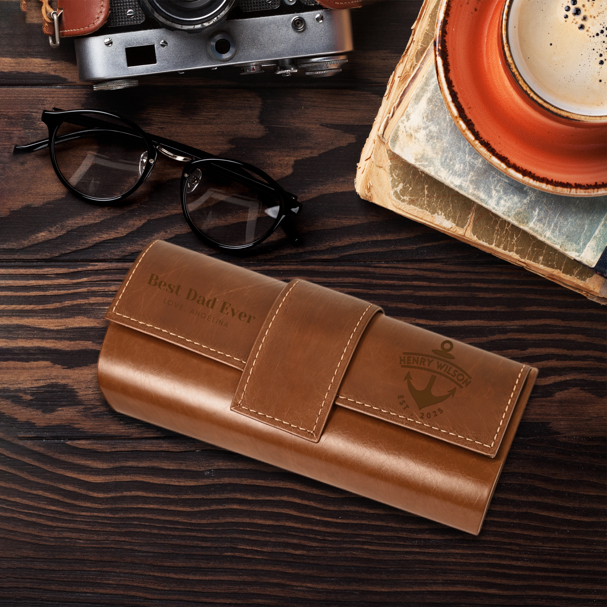 Personalised Unisex Leatherette Sunglasses Case, Custom Engraved Logo Eyeware/ Eyeglasses Box, Groomsman, Mother, Father Birthday, Xmas Gift