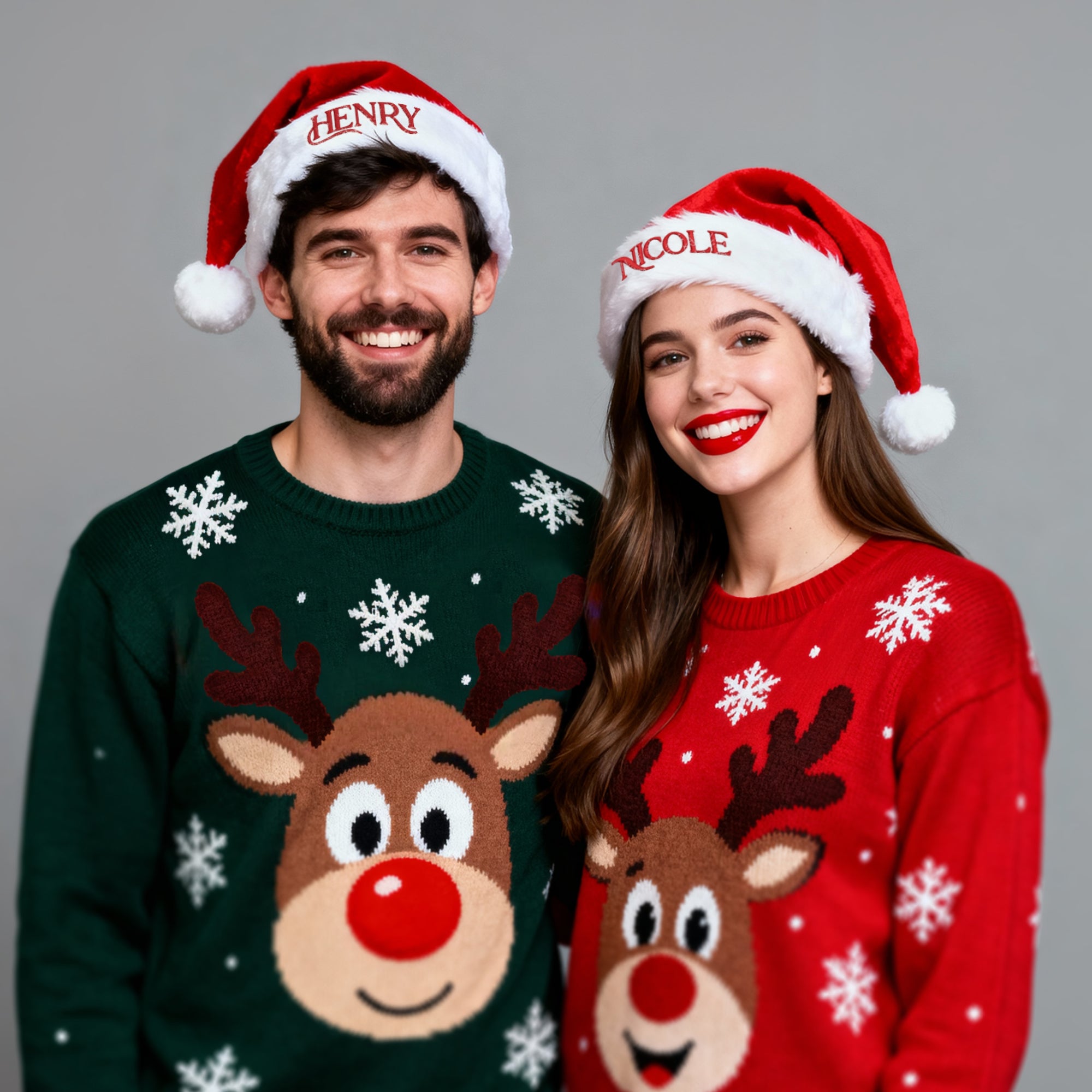 Personalised Velvet Thick Christmas Hat, Custom Embroidered Name Snowman Santa Hat, Family Xmas Hats with Pompom, Festive Decor Holiday Gift