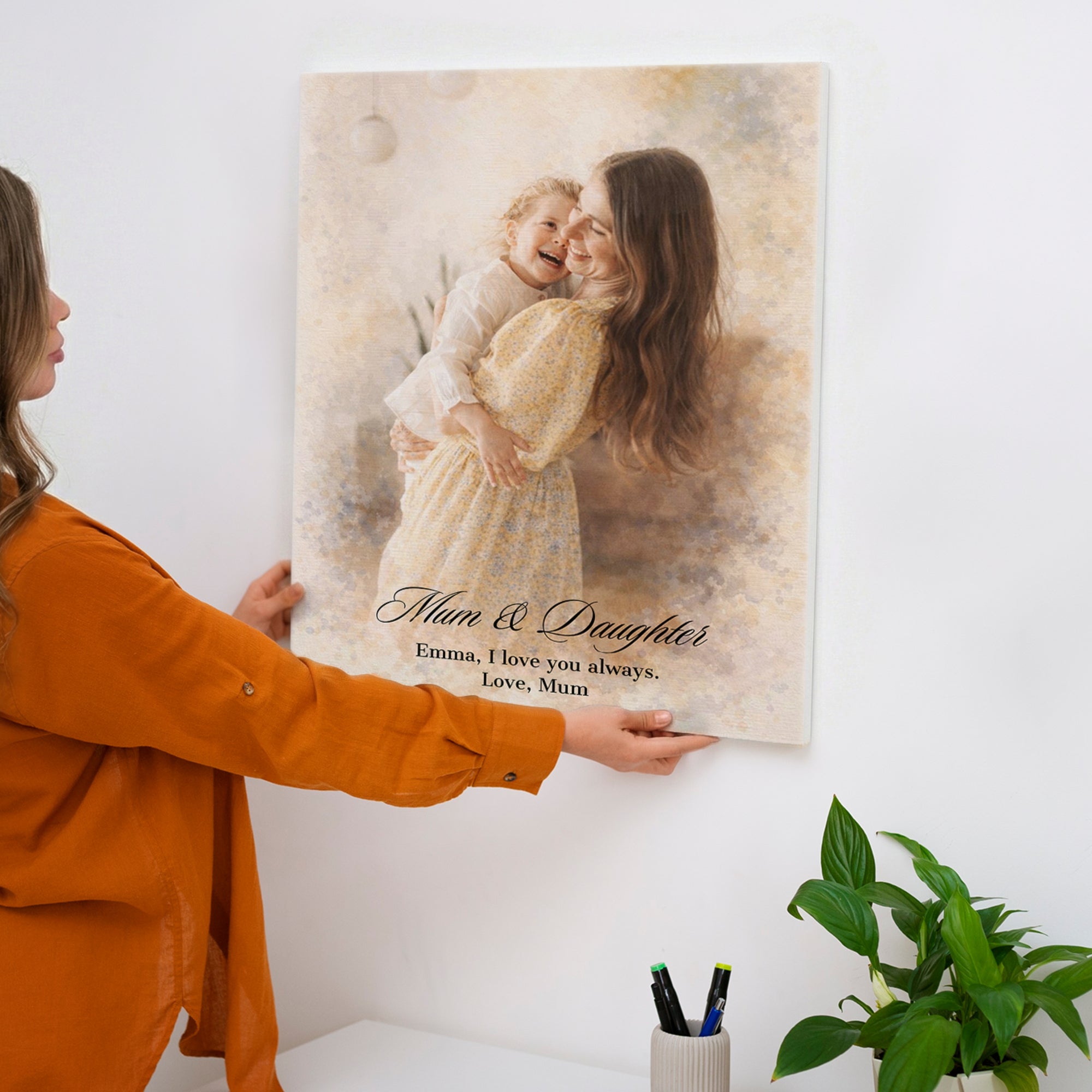 Personalised Watercolour Portrait on Stretched Canvas, Custom Digital from Your Photo, Couple, Wedding, Family Memory Image, Home Decor Gift