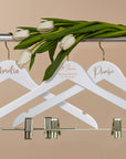 Personalised Wooden Combination Hanger, Gold Pants Clips & Hook, Custom Logo Retail Coat Suit Hangers, Wedding, Housewarming, Corporate Gift