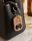 Personalised Wooden Bottle Opener Keyring, Custom Engraved Beer Popper Keychain, Dad Groomsmen Wedding Favour, Christmas Logo Corporate Gift