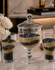 Personalised sand unity wedding ceremony footed pedestal glass urn and pouring glasses set custom engraved