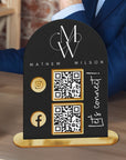 Personalised 3D Raised Acrylic Arch QR Code Business Sign - Let's Get Social