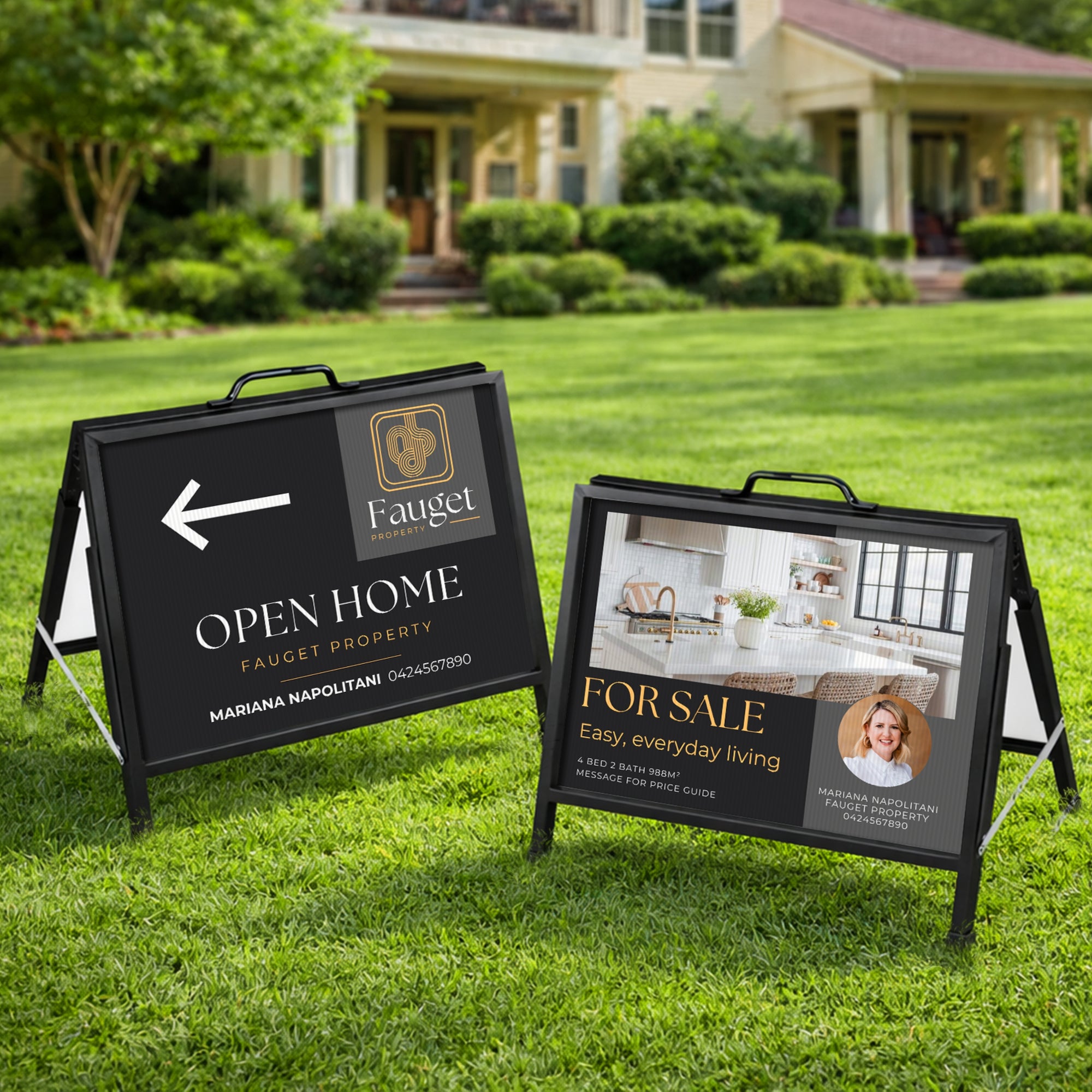 Real Estate A-Frame & Custom Print Corflute Inserts, Outdoor Sidewalk Board, Directional Open Homes Property Inspections Agent Business Sign