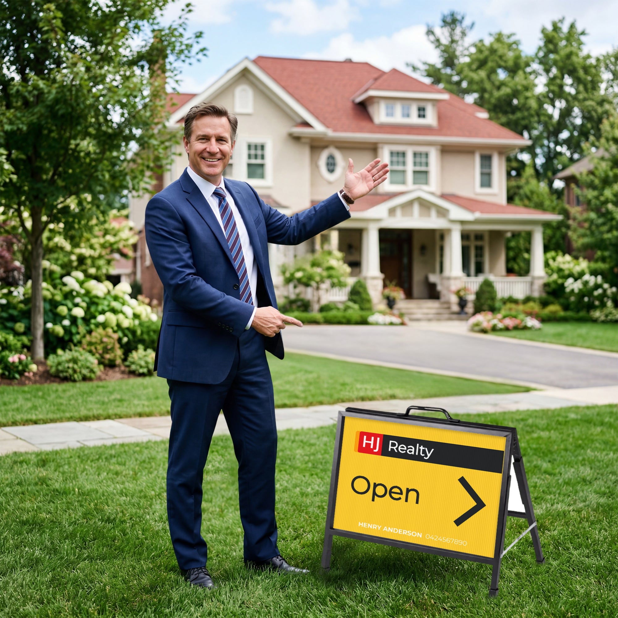 Real Estate A-Frame &amp; Custom Print Corflute Inserts, Outdoor Sidewalk Board, Directional Open Homes Property Inspections Agent Business Sign