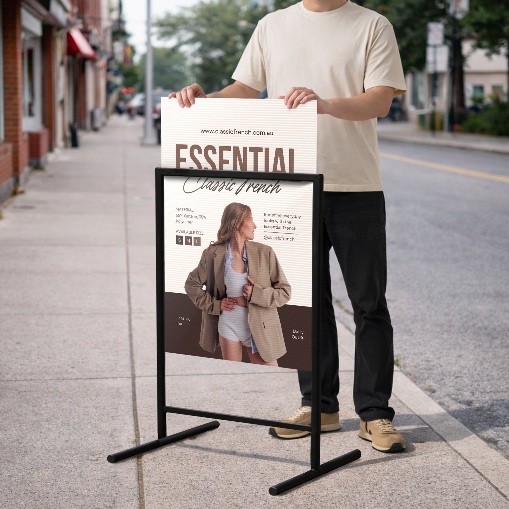 T-Frame Sign & Custom Print Corflute Insert, Poster Footpath Sign, Real Estate, Outdoor Sidewalk Advertising Board, Cafe, Business Signage