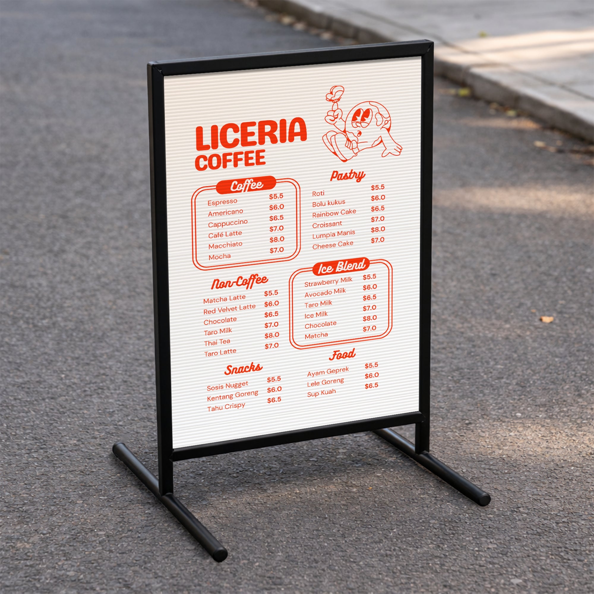 T-Frame Sign &amp; Custom Print Corflute Insert, Poster Footpath Sign, Real Estate, Outdoor Sidewalk Advertising Board, Cafe, Business Signage