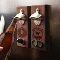 Custom Engraved Wooden Beer/ Drink Bottle Opener & Magnetic Cap Catcher, Personalised Name Logo , Father, Christmas, Groomsmen Gift for Him