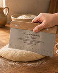 All-in-one baking dough scraper to cut, scrape, divide and measure
