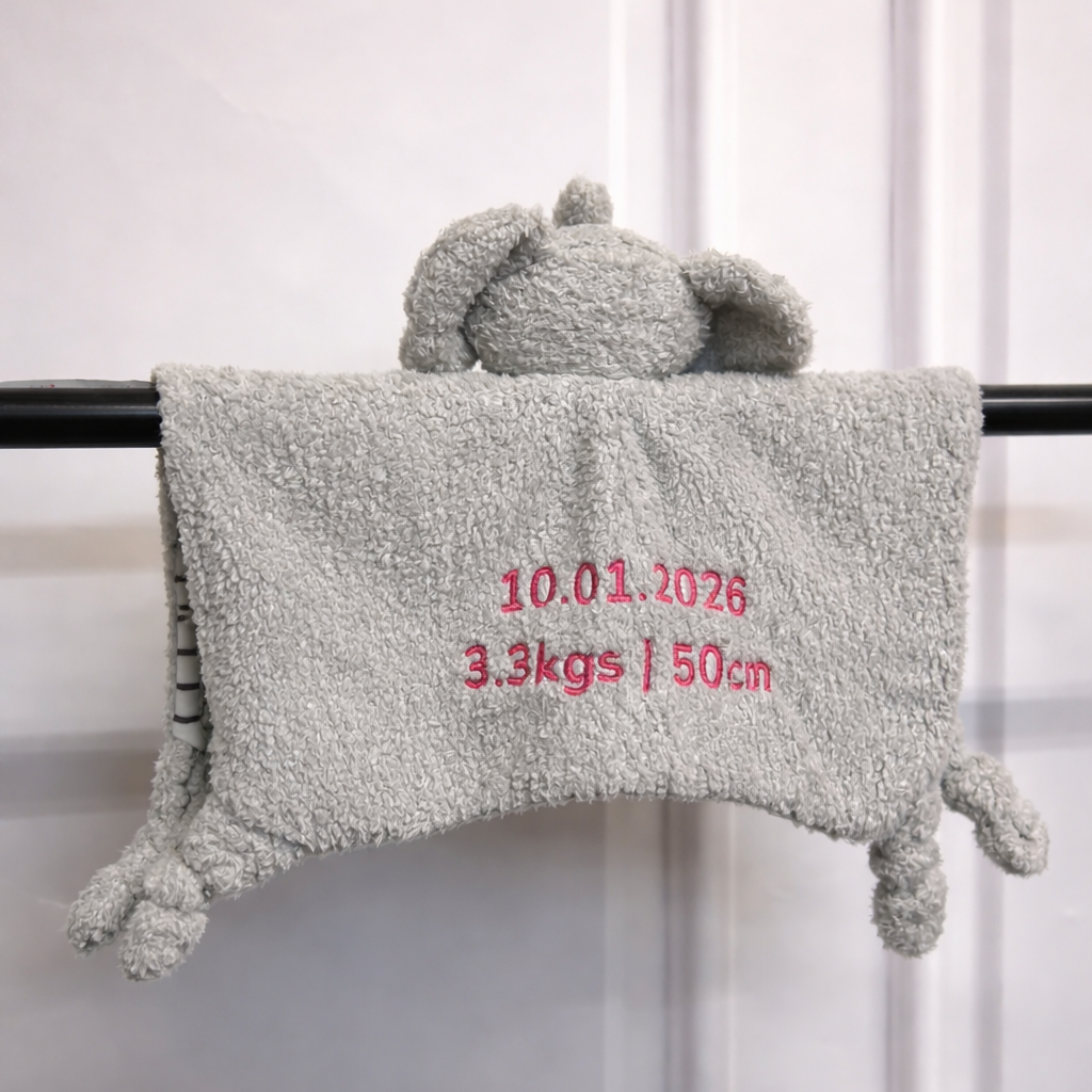 Custom Embroidered Fleece Elephant/ Cow Comforter – Suitable for Newborn +