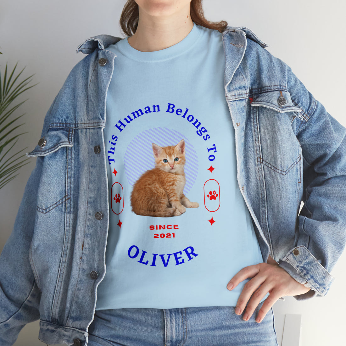 Customise Your Pet Photo Unisex T-shirt, Personalised Name This Human belongs To Dog Lover Shirt, Cat Image Custom T Shirt, Personalised Tee Shirts Birthday Gift