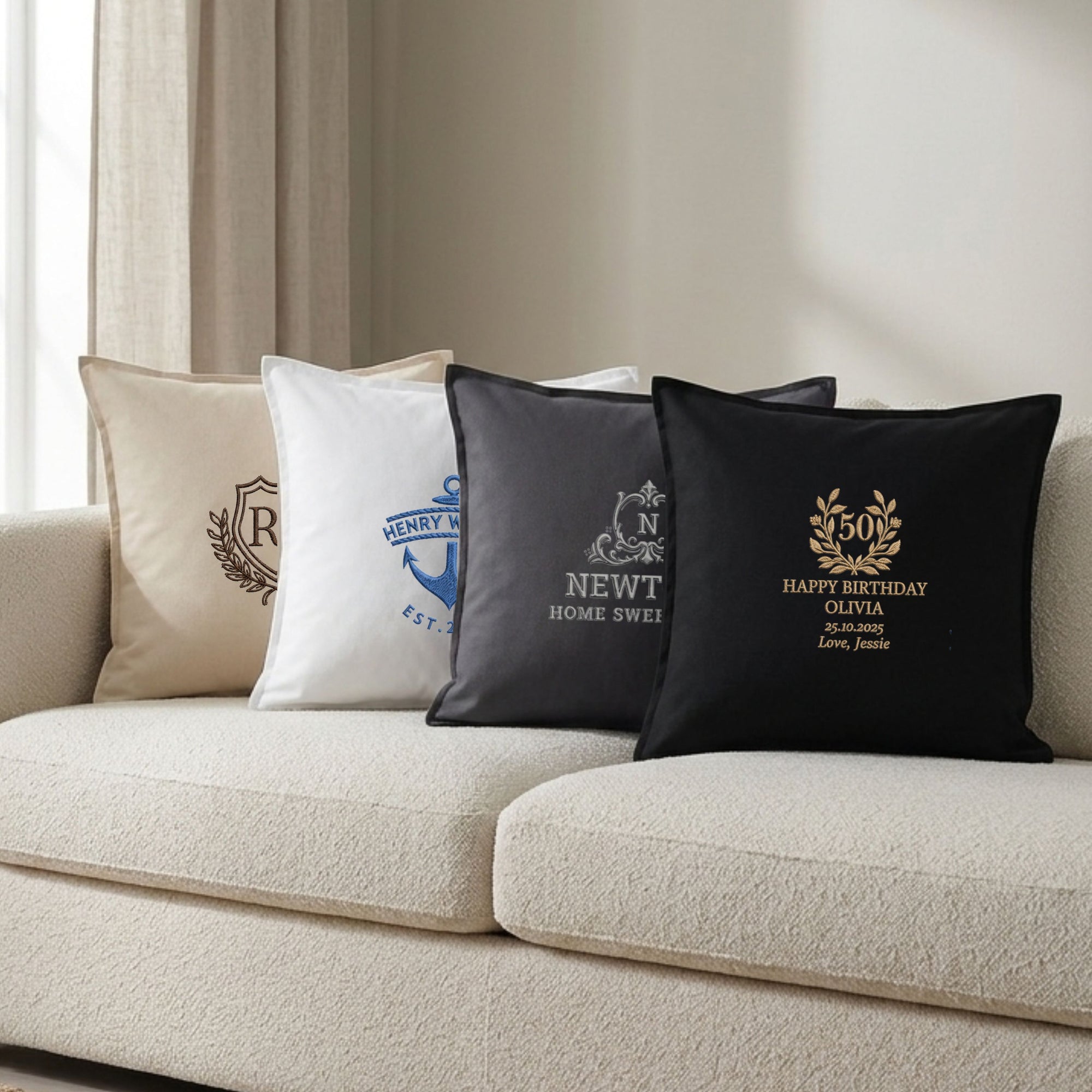 Personalised cotton cushion cover home decor styling gift