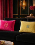 Custom embroidered cotton velvet rectangular lumbar throw pillowcase with soft sheen