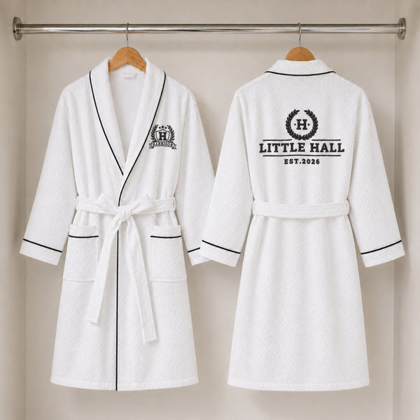 Custom Embroidered Waffle Cotton Bathrobe for Kids & Teenagers