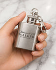 Custom engraved 1oz mini hip flask keyring stainless steel wedding favour