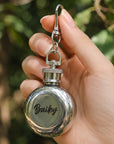 Custom engraved 1oz mini round hip flask keyring stainless steel wedding favour