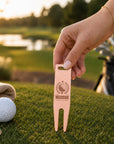 Custom engraved golf divot repair tool in gold silver black and rose gold