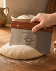 Custom engraved stainless steel bench scraper for bakers
