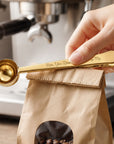 Custom engraved stainless steel coffee scoop with bag clip