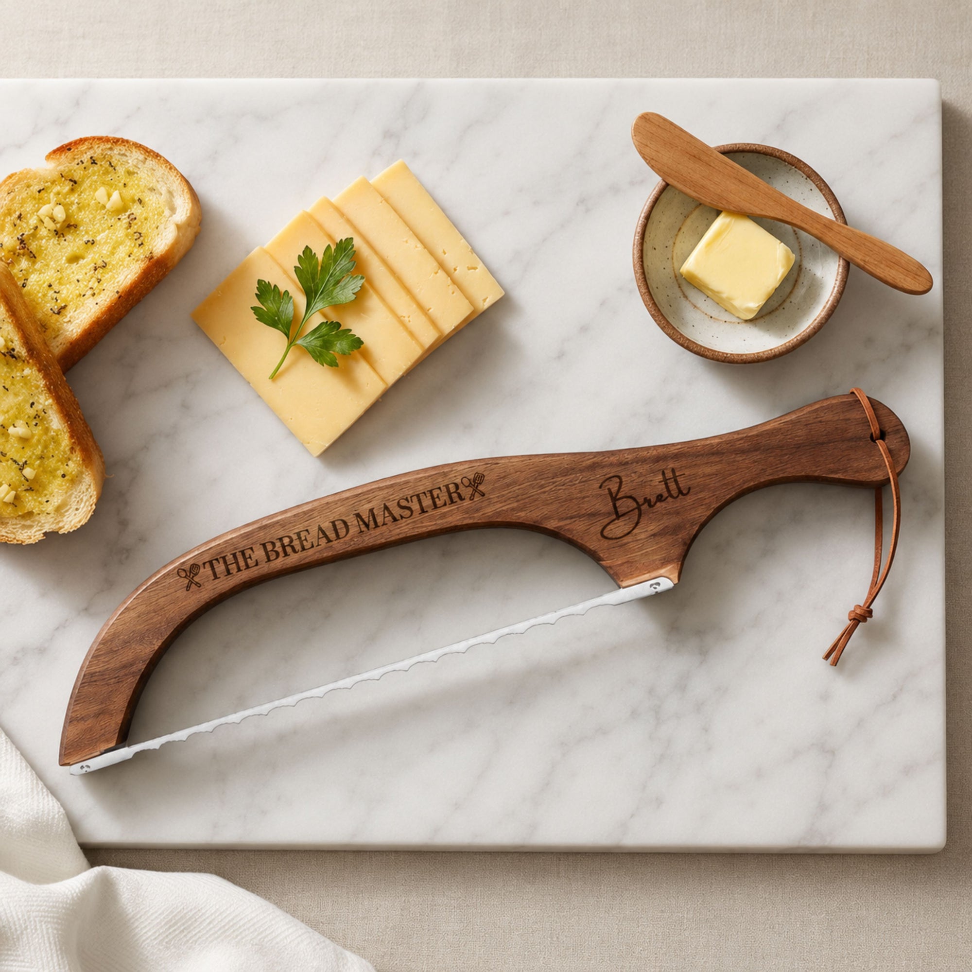 Custom wooden sourdough knife with engraved handle