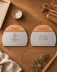 Dough scraper with dual-sided inch and cm measurement