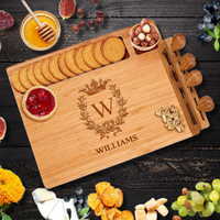 Personalised Bamboo Wooden Cheese Board & Knife Travel Set, Engraved Serve Tray, Charcuterie Platter, Wedding, Anniversary, Corporate, Housewarming Gift
