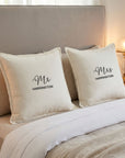 Close-up of embroidered name on personalised cushion cover