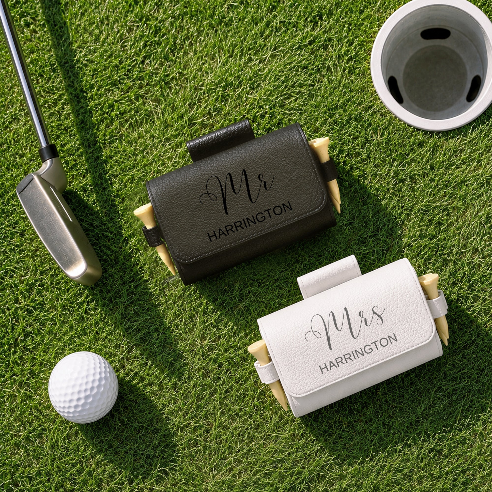 Engraved golf ball pouch, a golfer gift