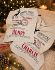 Custom Embroidered Name North Pole Delivery Santa Sack - Drawstring Canvas Gift Bag