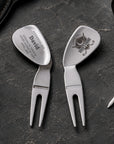 Personalised golf wedge pitch mark repair pitchfork tool golfer gift
