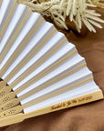 Personalised Bamboo Destination/ Garden/ Beach Wedding Fan, Engraved Wooden Foldable Paper Hand Fans, Custom Logo Corporate Gift, Party Festival Dance 