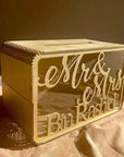 Personalised Laser Cut Wooden Wedding Card Wishing Box - Rectangle