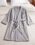 Breathable waffle-weave cotton kids bathrobe close-up texture