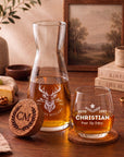 Laser engraved carafe drinkware gift set