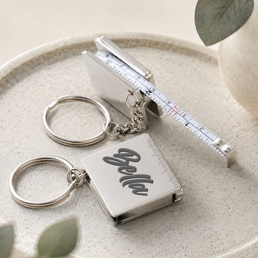 Metal retractable tape measure keychain gift
