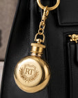 Mini round hip flask keyring colour options silver gold rose gold