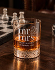 Personalised 300ml patterned-bottom Old Fashioned whisky glass engraved Mr and Mrs