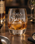Personalised 360ml bubble tumbler whisky glass engraved for a 60th birthday