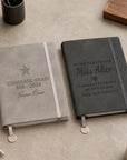 Personalised grey leatherette A5 notebook