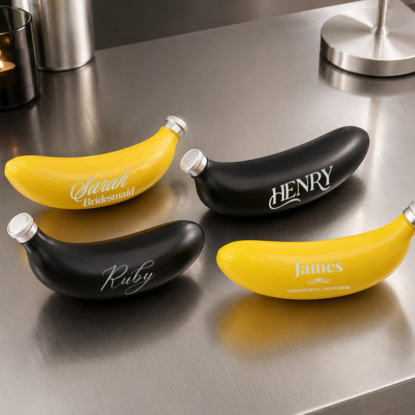 Custom Engraved 5oz Banana Hip Flask with Hook & Funnel
