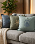Personalised embroidered cushion cover colour options white baby pink terracotta aqua blue green