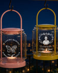 Personalised engraved cylinder glass memorial lantern lit with tealight – in loving memory sympathy gift