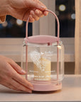 Personalised engraved cylinder glass memorial lantern with carry handle and tealight – in loving memory remembrance gift
