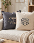 Personalised embroidered cotton cushion cover 50x50cm custom name monogram home decor gift