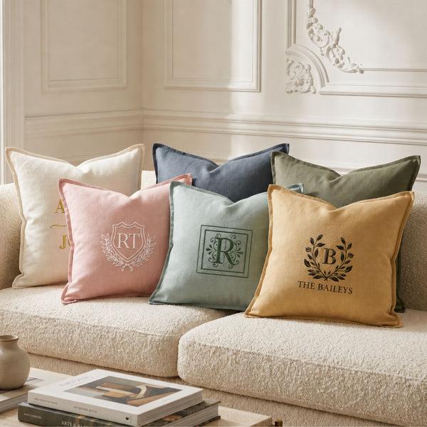 Personalised Embroidered Textured Cushion Cover 50x50cm